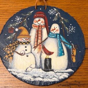 Festive Snowman Slate Wall Hanging